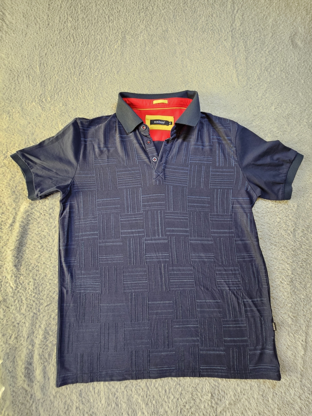 Men's Navy Polo with Red Contrast Collar Detail